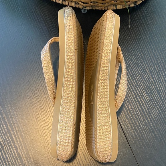 Volatile Woven Tan and Gold Sandals - Picture 2 of 5
